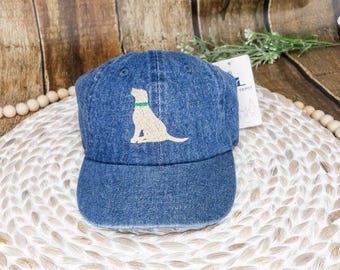 Embroidered Toddler Boy Hat, Custom Lab Dog Cap Toddler, Unisex Kids Hat Lab Dog Monogram,Seated Lab Dog Hat, Needlepoint Hat Toddler