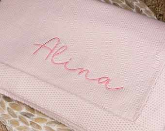 Pink Knit Personalized Baby Blanket  -  Boutique Quality Blanket  -  Personalized Baby Gift - Monogrammed Baby Shower Gift Idea