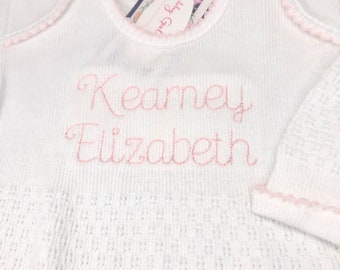 Paty Inc Personalized Knit Gown, Baby Gown Monogrammed Gown, Baby Girl Coming Home Outfit, Newborn Pictures, Knit Baby Day Gown