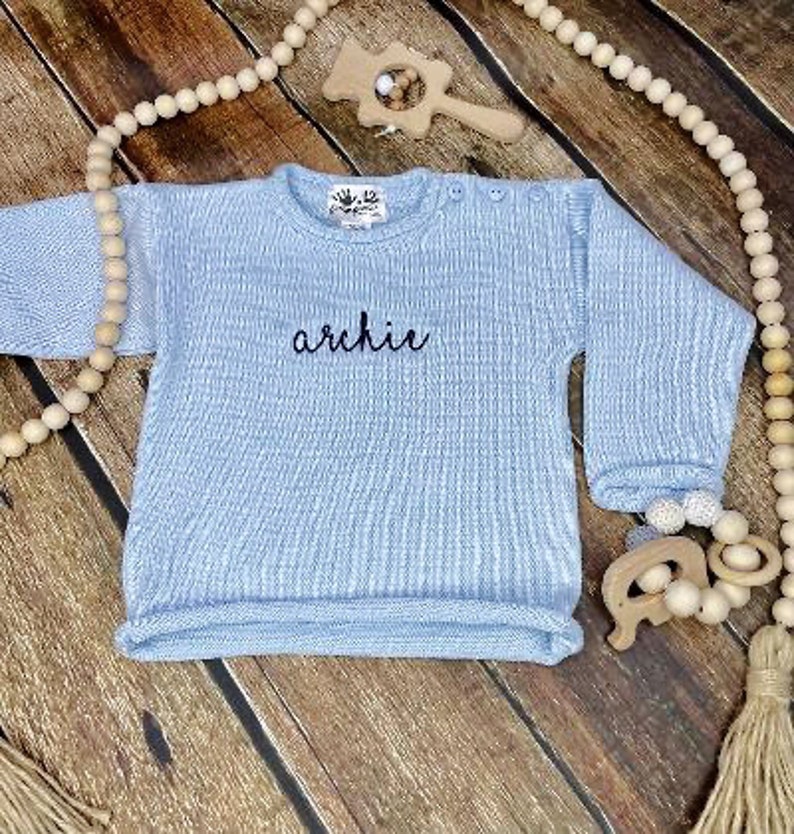 Personalized Rollneck Sweater Roll Neck Sweater Kids Baby Sweater Personalized Monogrammed Childs Sweater Gabby Girl Designs image 4