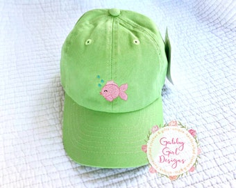 Custom Toddler Hat - Personalized kids baseball hat - Monogrammed Hat  - Toddler sun hat -  Fish Hat - Kids Hat - Hat for Girls