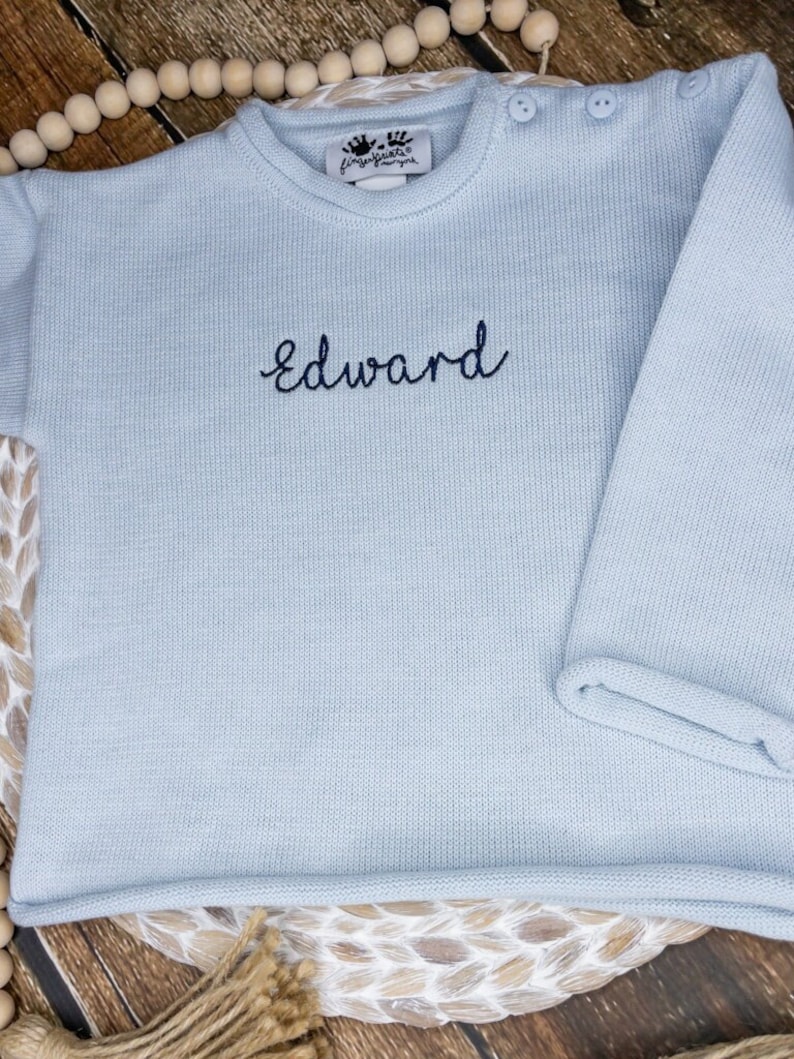 Personalized Rollneck Sweater Roll Neck Sweater Kids Baby Sweater Personalized Monogrammed Childs Sweater Gabby Girl Designs image 1