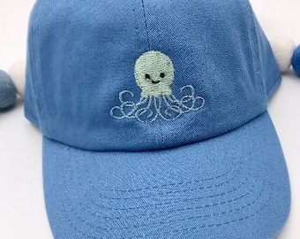 Custom Toddler Hat - Personalized kids baseball hat - Monogrammed Hat  - Toddler sun hat - Fish Hat - Kids Hat - Hat for Girls - Octopus