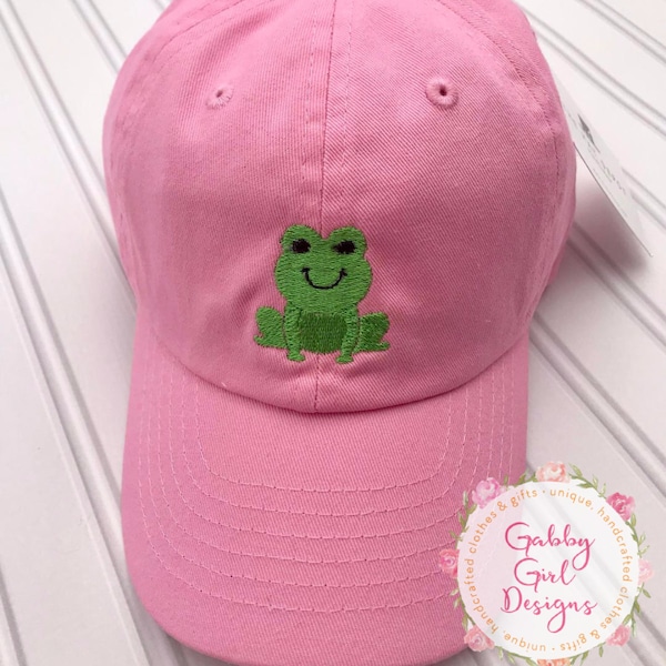 Toddler Hat - Personalized - Kids Hat - Frog Hat - Baseball Cap - Monogrammed Hat - Monogrammed Cap - Unisex Gift - Pink Cap-