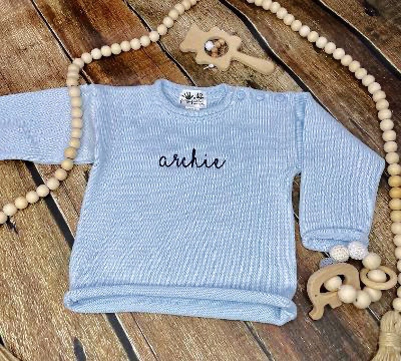 Personalized Rollneck Sweater Roll Neck Sweater Kids Baby Sweater Personalized Monogrammed Childs Sweater Gabby Girl Designs image 2