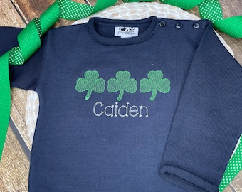 Custom Shamrock Roll neck Sweater for kids, Personalized Rollneck Sweater, Monogrammed Baby Sweater, Gabby Girl Designs