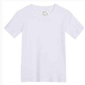 May include: A plain white short-sleeved t-shirt. The shirt has a crew neck and a tag at the back of the neck. The fabric appears to be a soft, lightweight material. This basic tee is suitable for various casual outfits.