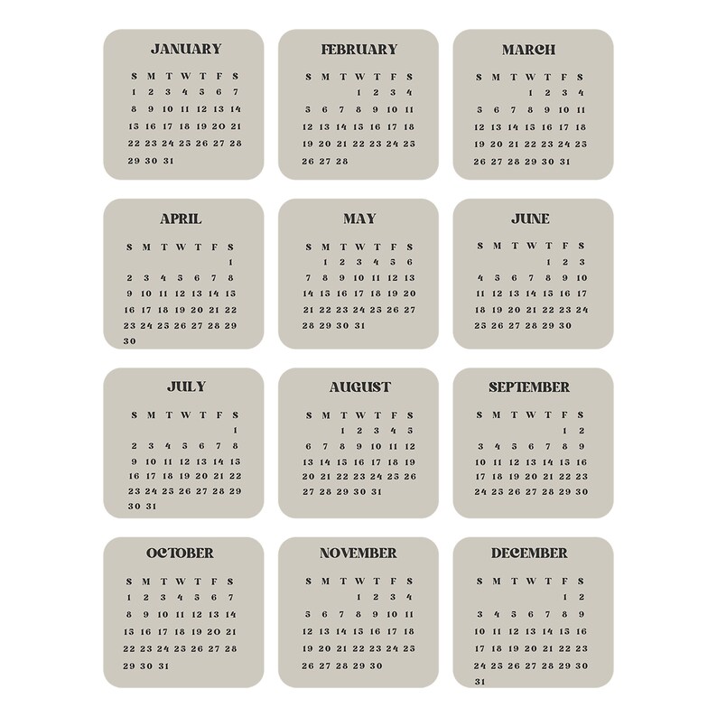 2023 Micro Calendar Printables Mini Calendar Bullet Journal Etsy