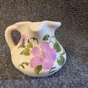 Cash Family Hand Painted Floral Creamer Pottery Pitcher Erwin TN 2.5”