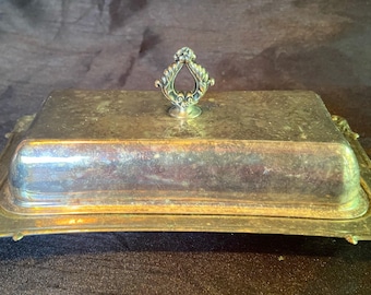 Vintage Silver Plated  Butter Dish With Lid & Glass Insert