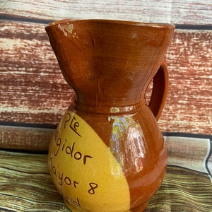 Vintage Pottery REDWARE Clay Glazed Vessel Jug Wheel Thrown Pitcher Spain