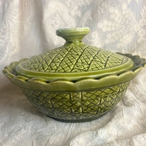 Vintage MCM CCC USA Daisy Pottery Casserole Dish