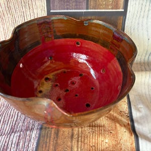 Artisan Handmade Pottery Colander Berry Bowl