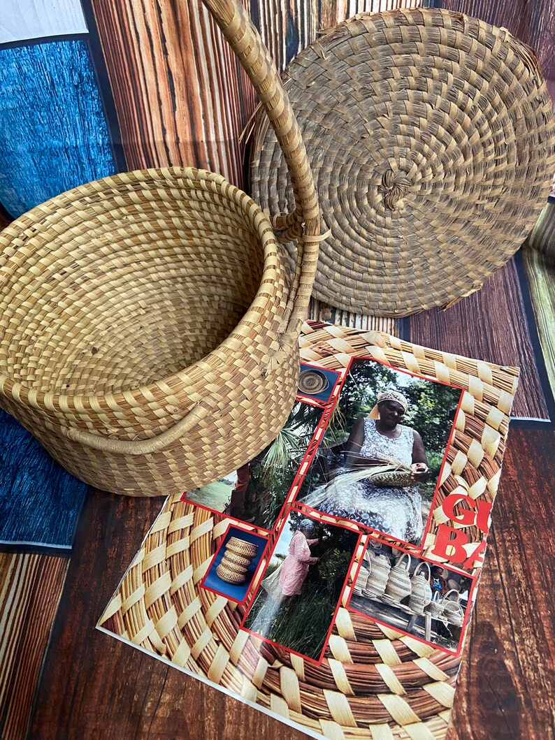 Vintage Handmade Gullah Woven Sweetgrass Basket W Lid Low - Etsy
