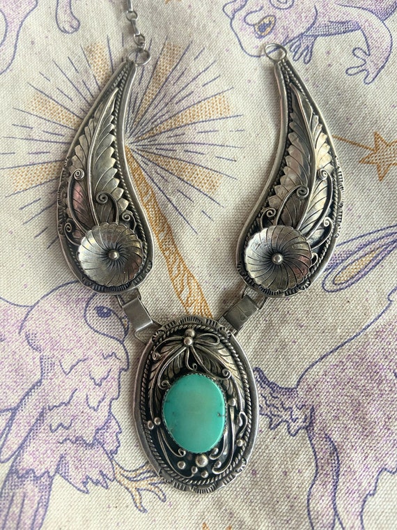 Vintage Navajo Sterling Silver Auth Turquoise Neck