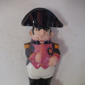 Napoleon Bonaparte Ceramic Decanter - whimsical storage for bar or kitchen  - 12&quot; x 4&quot; diam. great bar decanter or decor piece