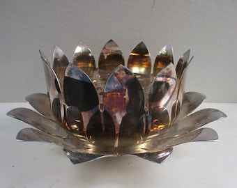 Reed and Barton Flower Frog - 3 piece mid-century modern silverplate Lotus flower form - fun decor and  display  - Buddhist modern