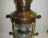 Brass Ships Anker (Anchor) Lamp - Brass and Glass Nautical Form - hanging form easily rewired - great condition