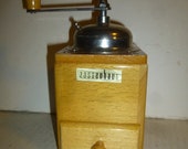 Zassenhaus Coffee Grinder - MInt Condition - Mid-Mod light stain version - spin top load lid - wood catch drawer