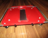 Funky Industrial rolling platform - 11 quot square steel body w handles on multi directional wheels - great plant stand or display platform
