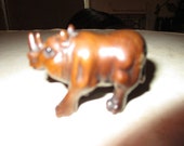 Antique Netsuke - Carved Mahogany two horn Rhino Netsuke - Classic Japanese Woodwork - Incredibly detailed - great pendant necklace