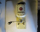 Antique Dutch Coffee Koffie Grinder Wall mounted Zassenhaus ceramic-wood-steel form - 1920s Douwe Egbert Advertising Promotional Item