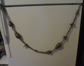 Antique Brass Buddhist Temple Lamp Chain - Very Rare and Unusual 57 quot chain for hanging oil lamps - bells etc. Rare Buddhist images
