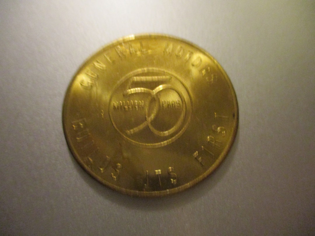 GM 1st 50 Million Cars Souvenier Brass Coin - 1954 - Body by
