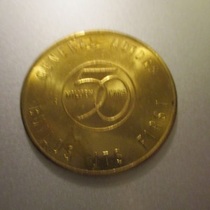 GM 1st 50 Million Cars Souvenier Brass Coin - 1954  -  Body by Fisher 1908-1954 - Great condition - unusual form - classic car lover must