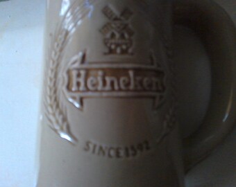 Heineken Beer Mug - 1/2 Liter stoneware mug 6.5" high made in Brazil by Ceramarte