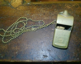 Acme Thunderer Brass Whistle on 12" loop  - Classic vintage form for Police, MPS, Drill Sergeants etc.