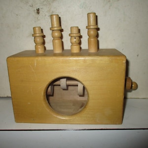 Thorens Music Box - Swiss made - rare form great tone - plays: March of the Wooden Soldiers -crank handle plays music and makes figures move