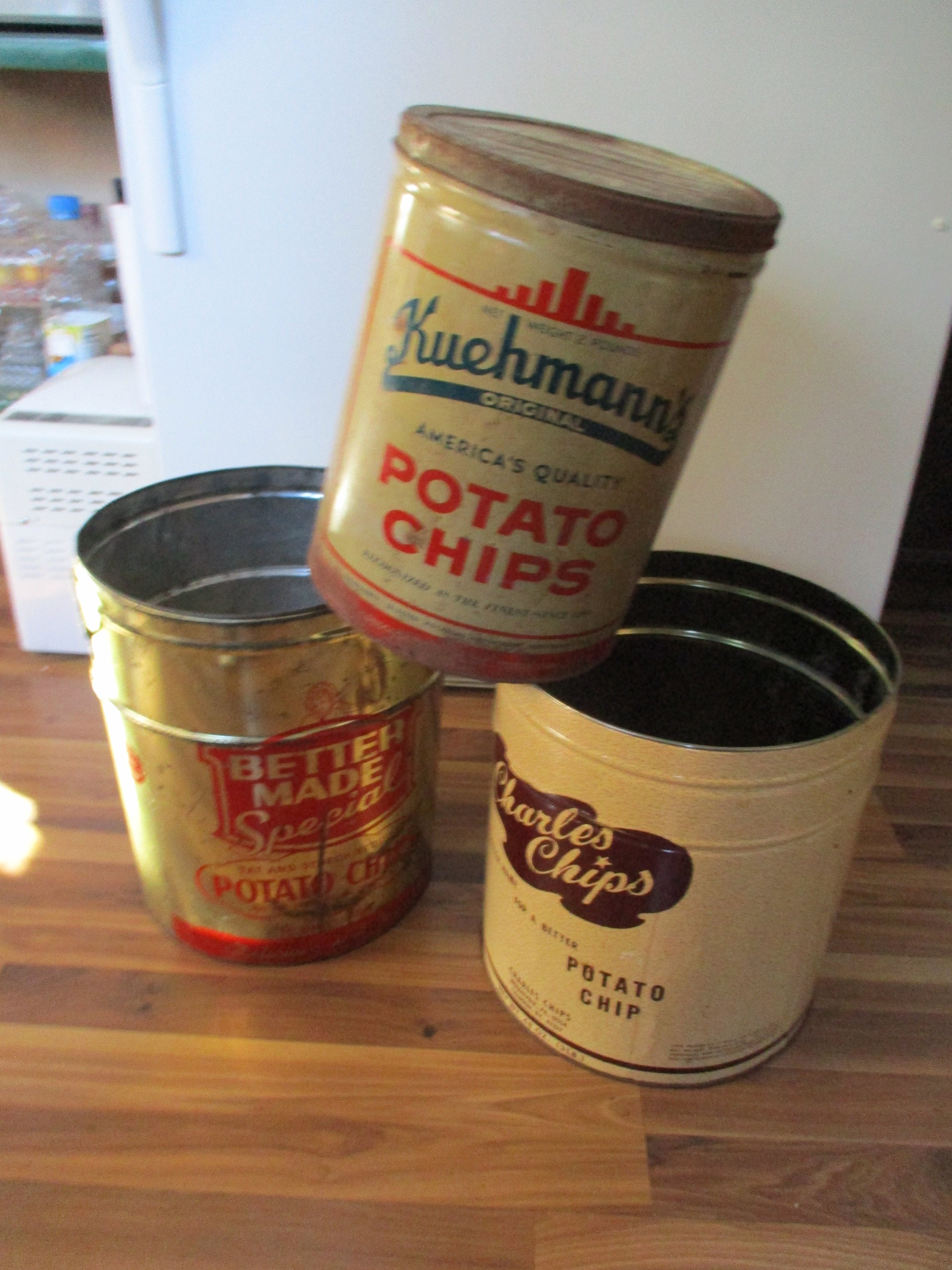 Potato Chip Tin Cans LARGE - Better Made Special/kuehmanns/charles