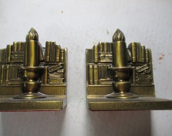 Philadelphia Manufacturers (PM) Candle and book bookends 4.75" high x 4" x 2.5"  - great condition - great details