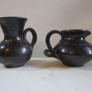 Dona Rosa Barro Negro tequila pitchers- unusual 2.25&quot; form for decor use - eye catching black with classic Hopi patterns.