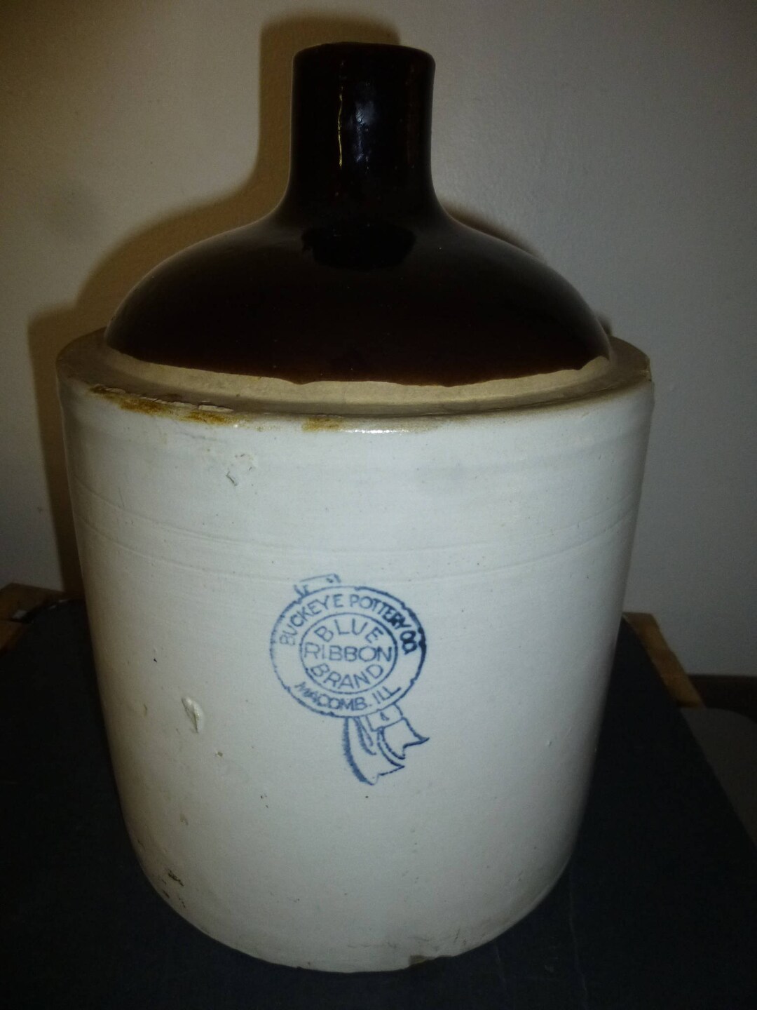 Buckeye Pottery Blue Ribbon Brand Gallon Crock Brown and Etsy