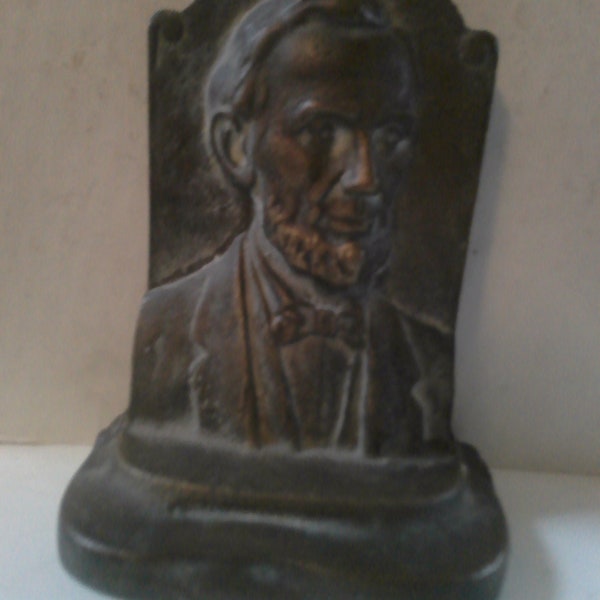 Abraham Lincoln Bronze Memorial Bookend - Statue - Door stop - Rare Jennings Bro. image 6" x 4.75" x 3" deep 5 lb cast bronze relief
