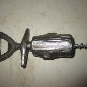 Hollywood Regency Corkscrew and bottle opener in shape of tree branch - fun and rare functional form for kitchen or bar - rare form