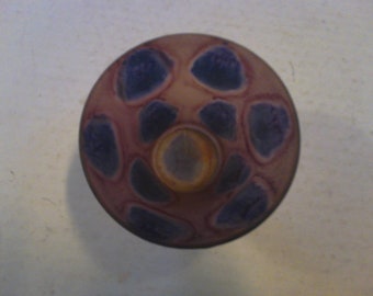 Tortoiseshell Glass Bowl - 2.75" high x 4.25" diam. art glass ring dish or ashtray- tortoise shell style glass in pink and blue