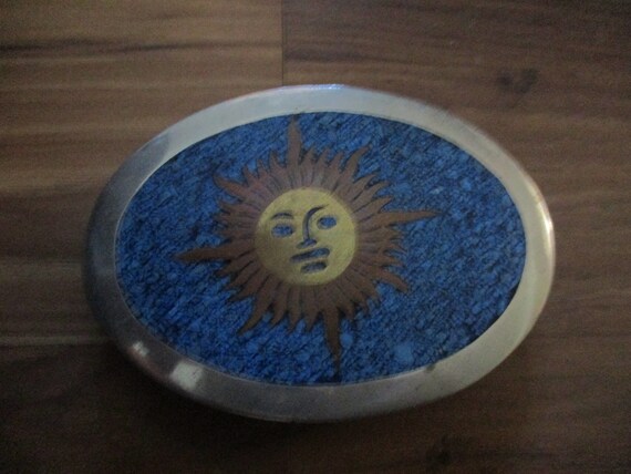 Sunburst belt buckle - fun 3.5" oval form of mixe… - image 2