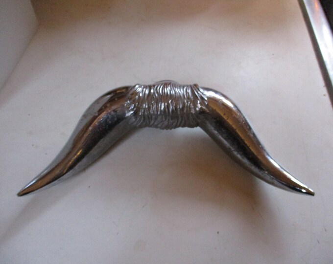 Steer or Bull Horn Hood Ornament 1970s Chrome Horns for Older Car Hoods