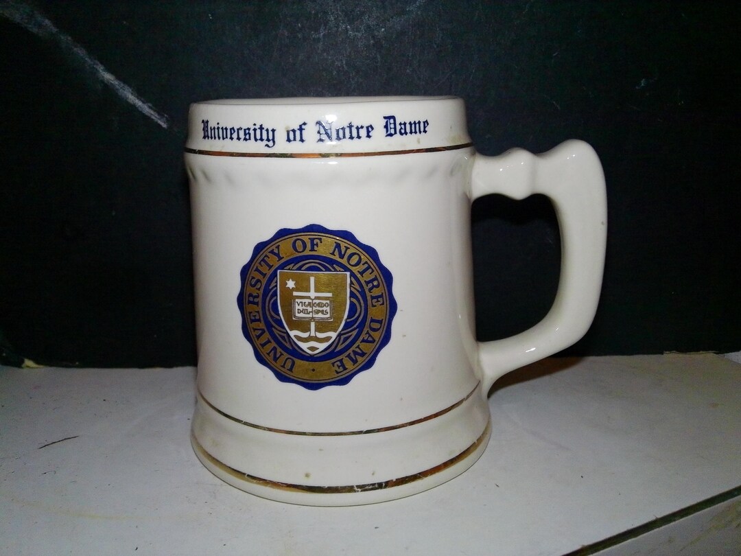 Notre Dame Mug - 15 Oz Gilt Edged Ceramic Mug - 1960s College Seal ...