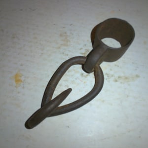 Wrought Iron Hitching Post Leash Ring - mounts to 1.75&quot; diameter fencepost or standing pole -fun functional primitive hook for use or decor