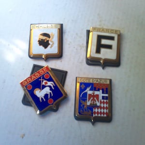 Enamel Radiator Badge - fun antique European car accent - SOLD INDIVIDUALLY - pick style when ordering - 2.75&quot; x 3.25 w rubber backers