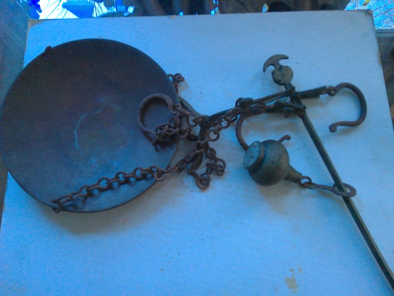 Antque Brass Beam Hanging Scale Form - Functional Decor 9