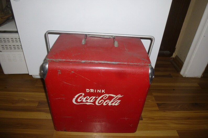 Antique CocaCola Travel Cooler Removable Lid Painted Steel Etsy
