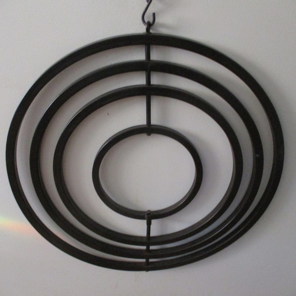 Hanging Concentric Rings - Mid-mod decor for indoors or out = 4 Unusual adjustable rings largest is 19.5" diam. smallest is 8" on 25" chain