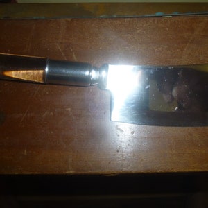 Stainless Steel Cleaver with Lucite handle  - Miniature 6&quot; long form -  Frontier Forge of Japan - Unusual modern style and shape