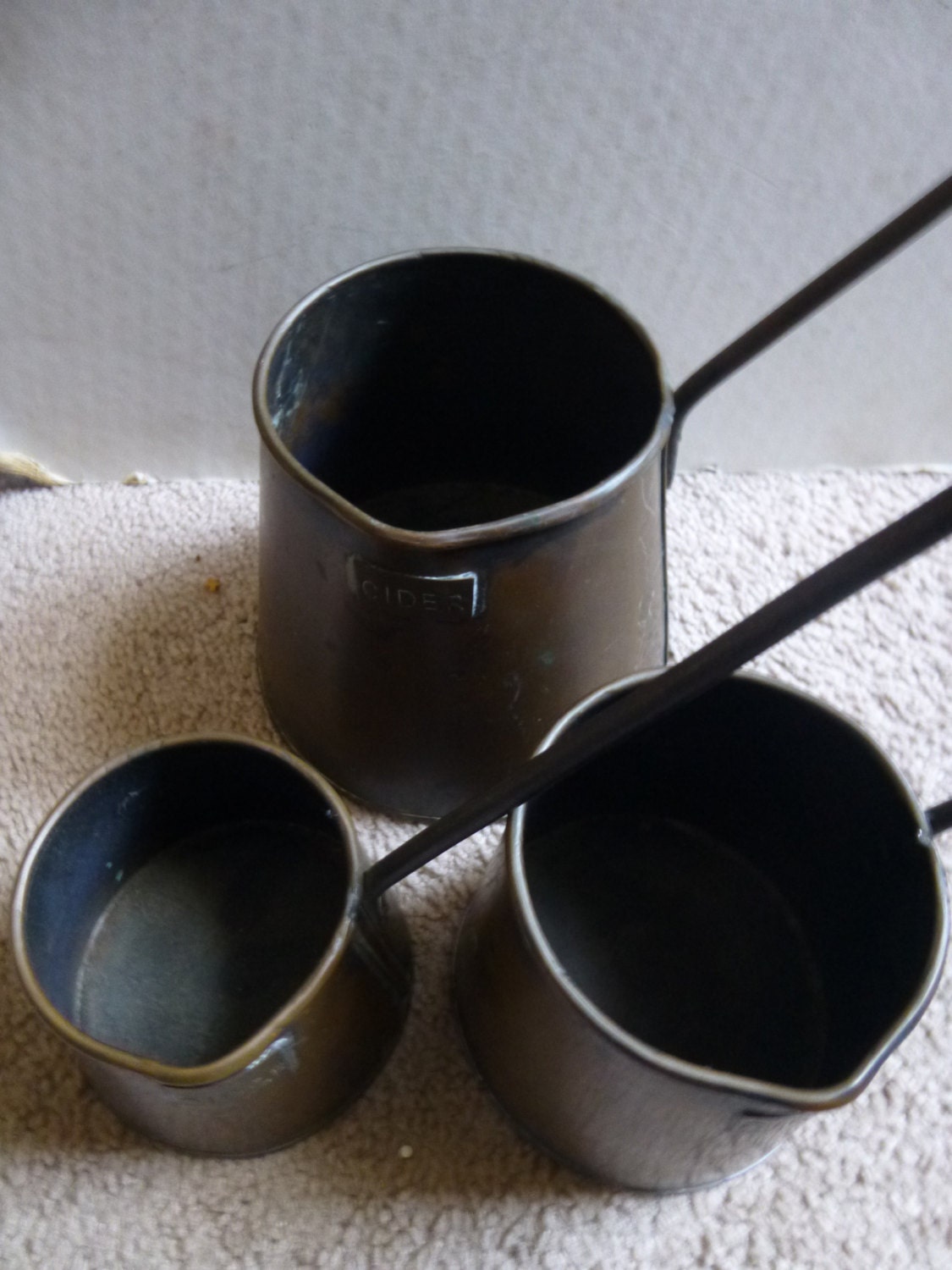 Funky Trio of Graduated Vintage Copper Cider Dippers - Measures ...