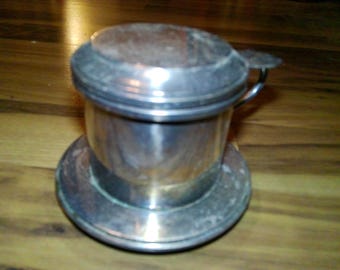 Silverplate Single Drip Serve Coffee or Tea Cup Strainer - rim sitting 2 piece form